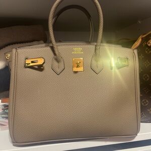 H bag new taupe tote lock satchel bag 30cm size gold hardware new Birkin